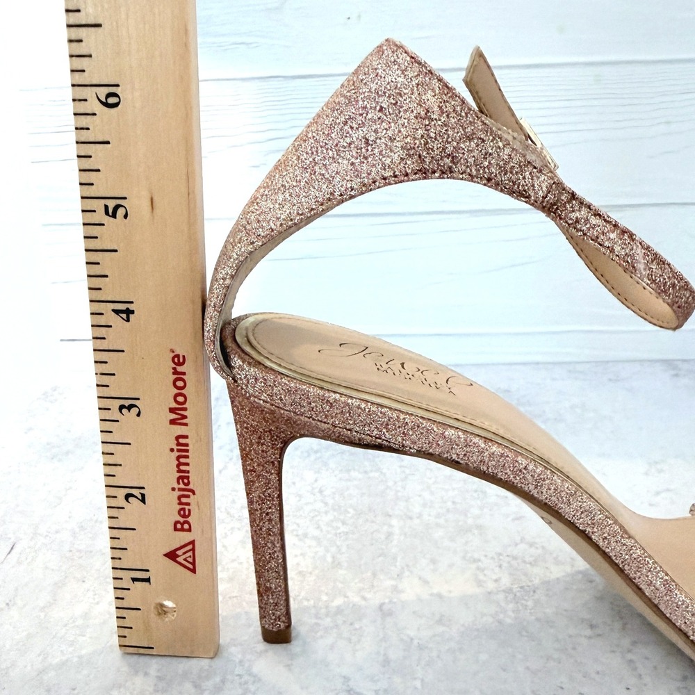 Jewel Badgley Mischka Lassie Rose Gold Glitter Pearl Stiletto Heels Size 9 - Picture 8 of 16
